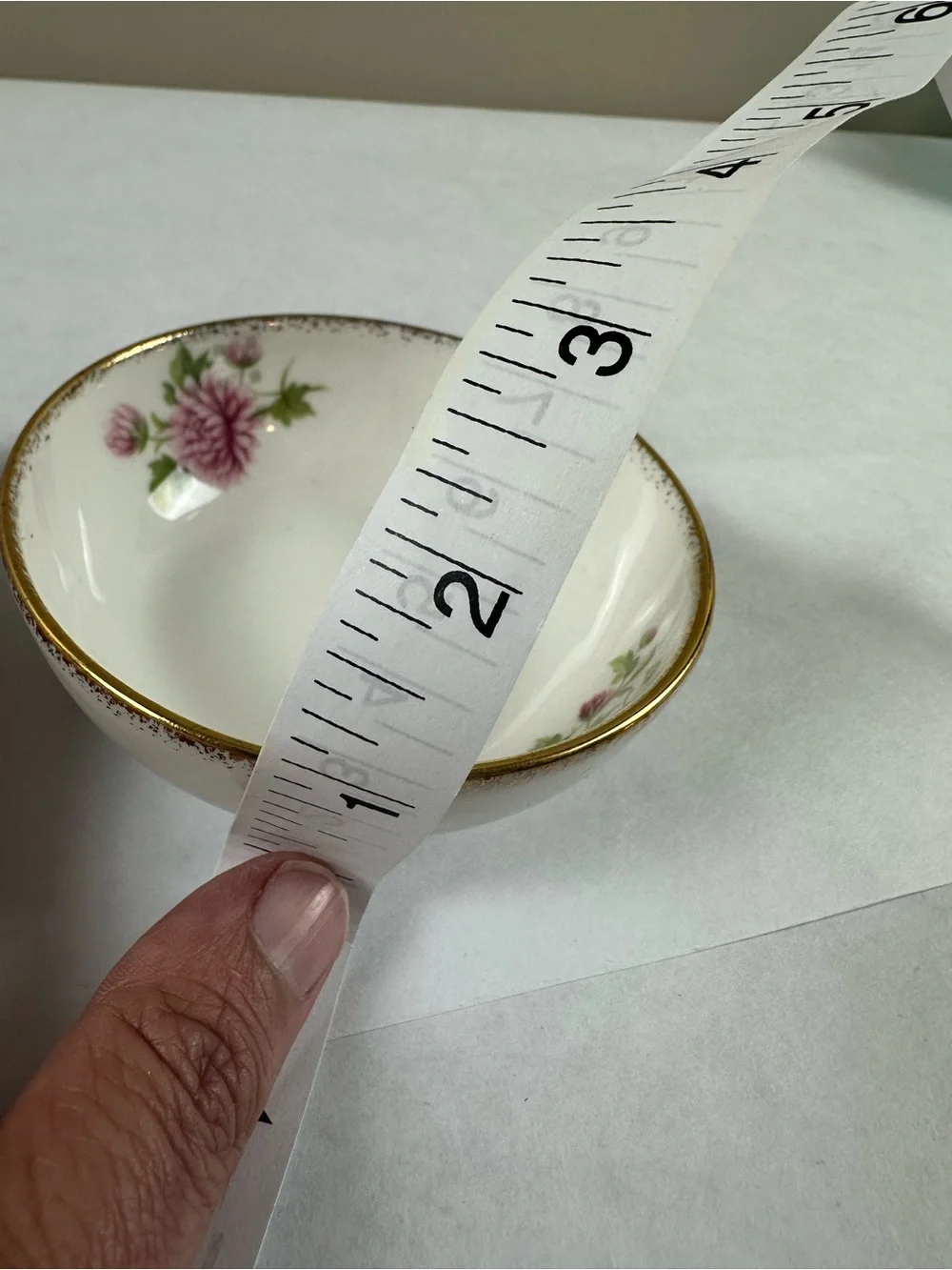 Royal Albert White Porcelain Bowl with Pink Floral and Gold Trim- November
